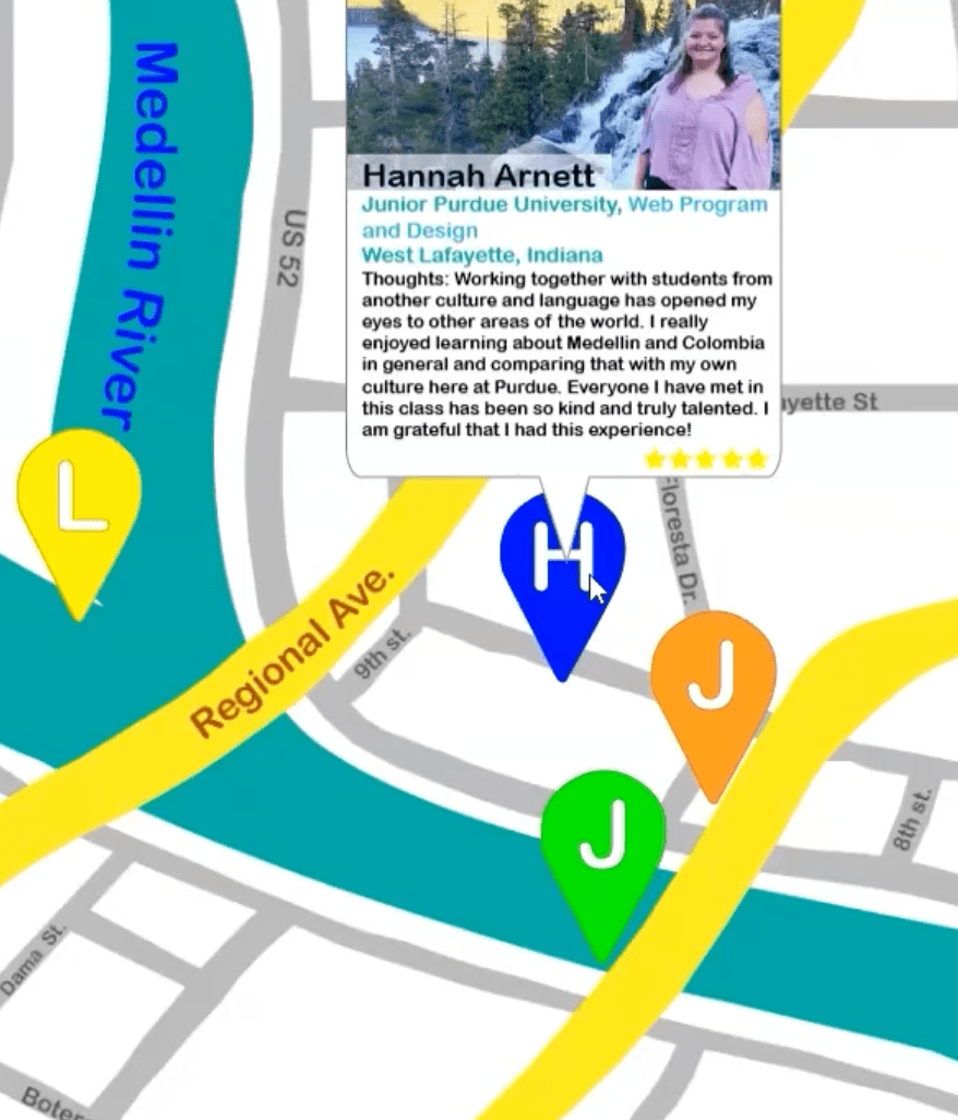 Developed map with opened pinpoint