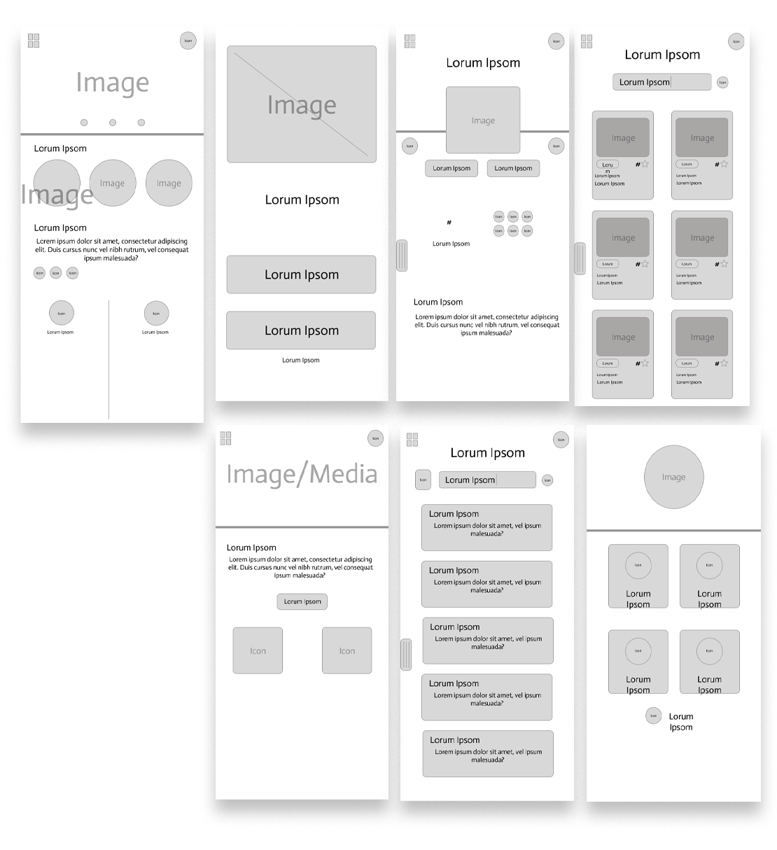 Mobile app low-fidelity designs