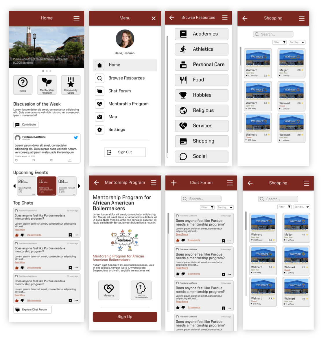 Mobile app mid-fidelity designs